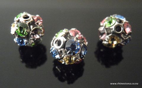 Swarovski Diamante Bead Multi/Rhodium 8mm